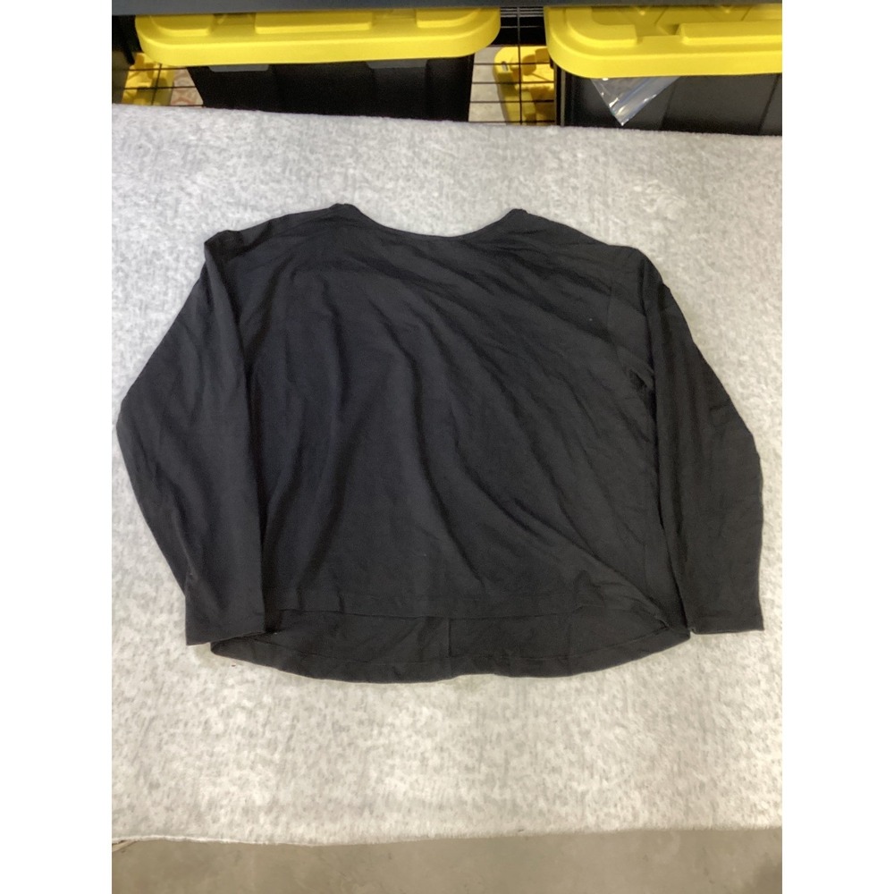 Members Mark Womens Long Sleeve Active Tee Black Keyhole Back Large SW3203 NWT.